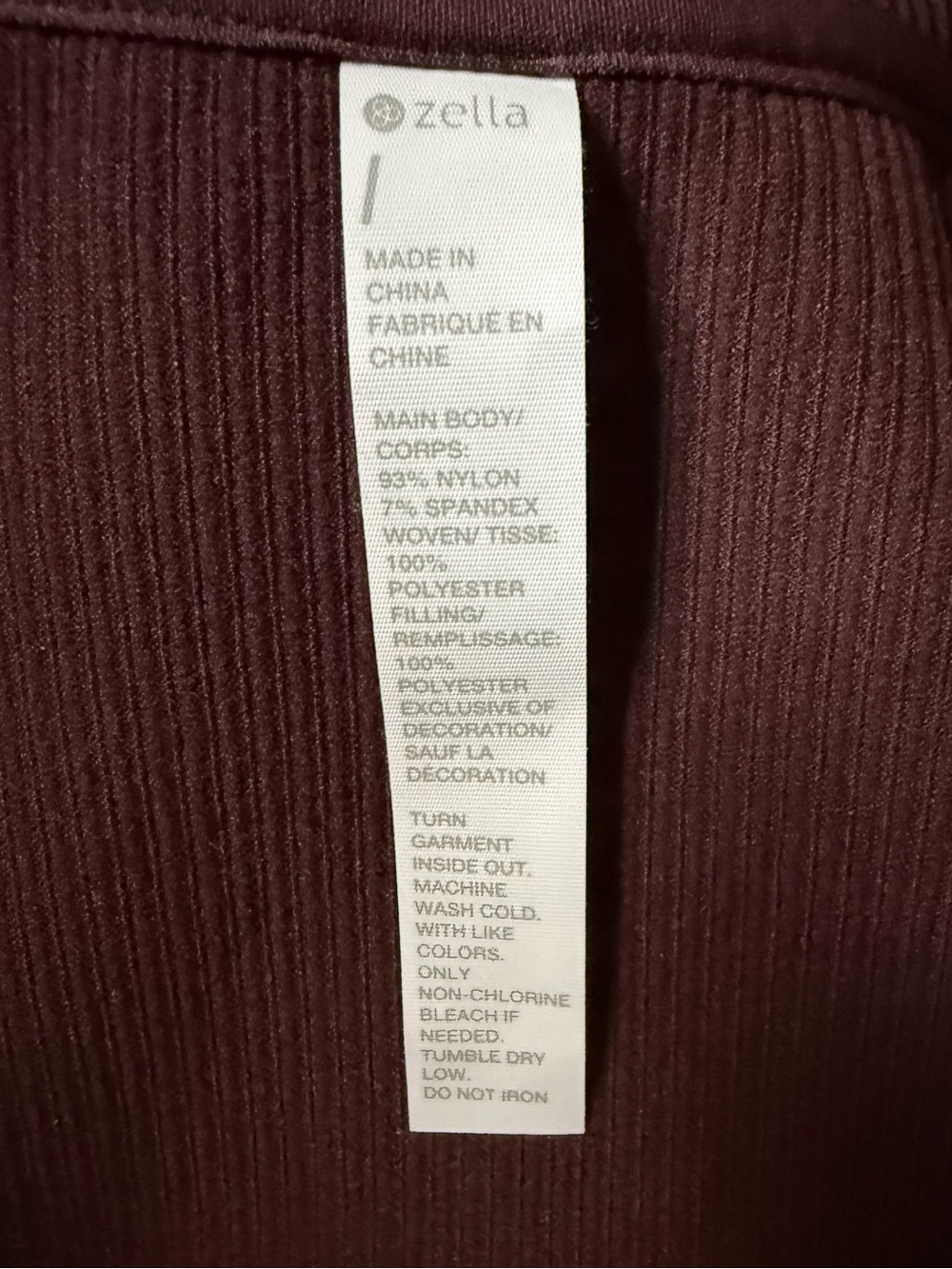 Zella Women’s Burgundy Fudge Seamless Mixed Media Bomber Jacket - Sz Large, NWT - Picture 10 of 13